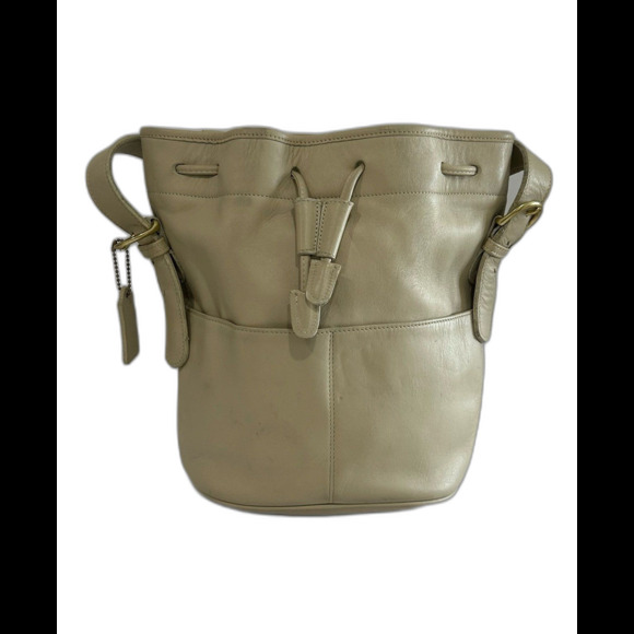 Coach Handbag Women's Size Med Color Bone Cream Drawstring Crossbody Leather Bag - Picture 1 of 10